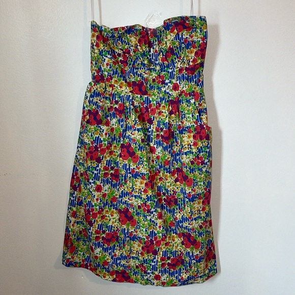 🌹NWOT:ANTHROPOLOGIE GIRLS FROM SAVOY FLORAL STRAPLESS DRESS - Picture 2 of 12